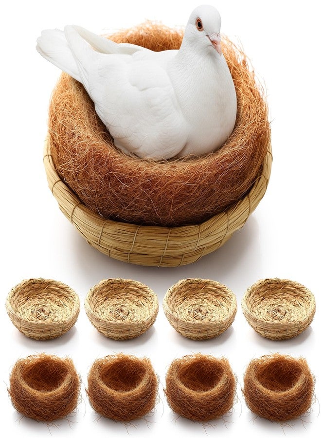 AceOrbit 4 Set Bird Nest with Coconut Fiber Mats Set Hand-Woven Flat Base Pigeon Birdhouse Breeding Nest Small Animal Cage Accessories for Parrots Budgies Cockatiels Hamsters Gerbils and Pigs - Image 1